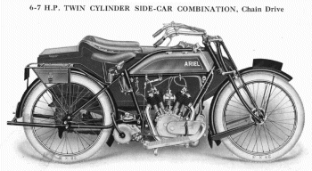 6-7 HP, twin, 3 gear, kæde, 796, sv, m. sidevogn model 1